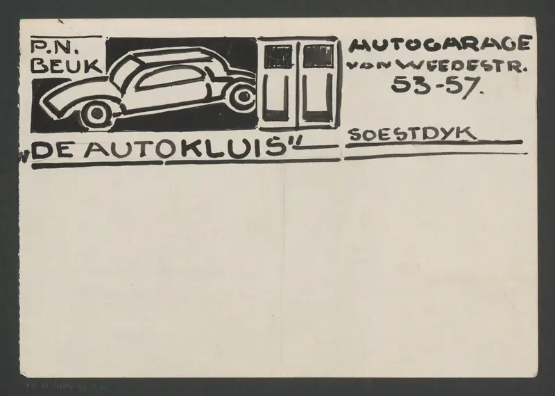 Ontwerp voor een briefhoofd van garage De Autokluis van P.N. Beuk Wall Art by Reinier Willem Petrus de Vries (1874-1953) - High-Resolution Digital Print