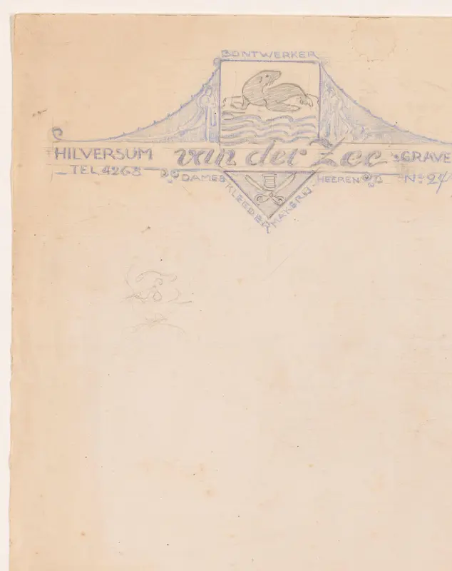 Ontwerp voor een briefhoofd van kleermaker en bontwerker Van der Zee te Hilversum Wall Art by Reinier Willem Petrus de Vries (1874-1953) - High-Resolution Digital Print