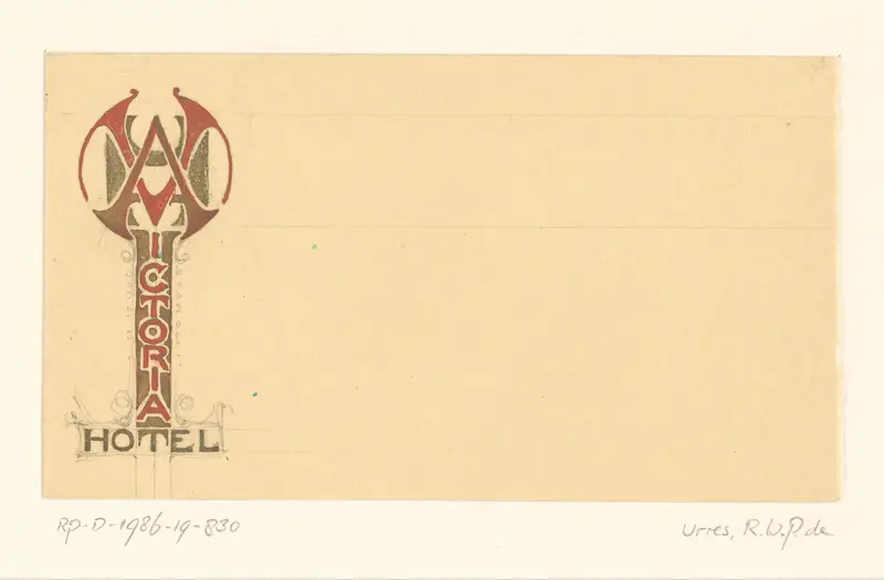 Ontwerp voor een briefhoofd voor het Victoria Hotel in Amsterdam Wall Art by Reinier Willem Petrus de Vries (1874-1953) - High-Resolution Digital Print