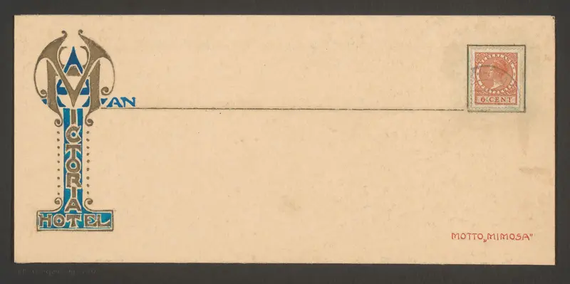 Ontwerp voor een briefkaart van het Victoria Hotel in Amsterdam Wall Art by Reinier Willem Petrus de Vries (1874-1953) - High-Resolution Digital Print