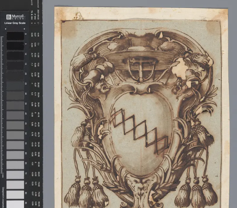 Ontwerp voor een cartouche met een wapen onder een kardinaalshoed Wall Art by Unknown - High-Resolution Digital Print