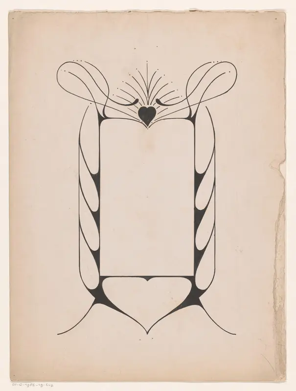 Ontwerp voor een decoratief kader met een hart Wall Art by Reinier Willem Petrus de Vries (1874-1953) - High-Resolution Digital Print