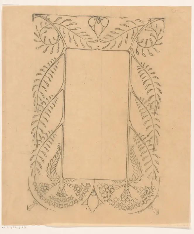 Ontwerp voor een decoratief kader met plantmotieven Wall Art by Reinier Willem Petrus de Vries (1874-1953) - High-Resolution Digital Print