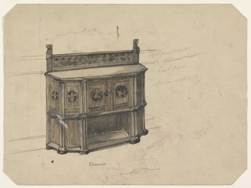 Ontwerp voor een dressoir Wall Art by Carel Adolph Lion Cachet - High-Resolution Digital Print
