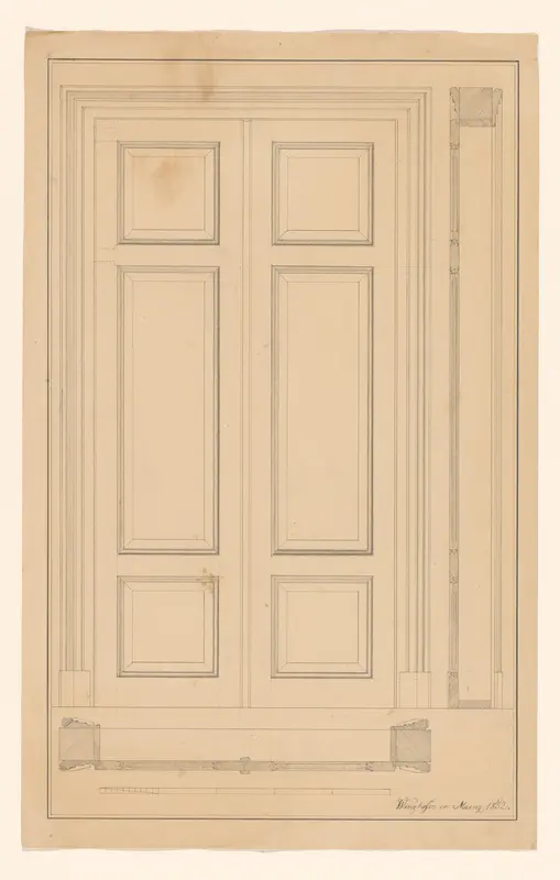 Ontwerp voor een dubbele deur, met zijaanzicht en plattegrond Wall Art by B. Winghofer - High-Resolution Digital Print