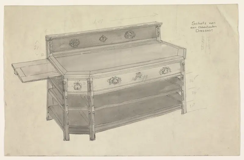 Ontwerp voor een ebbenhouten dressoir Wall Art by Carel Adolph Lion Cachet - High-Resolution Digital Print