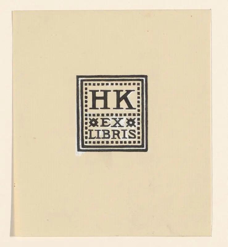 Ontwerp voor een ex libris met de initialen H.K. Wall Art by Julie de Graag - High-Resolution Digital Print