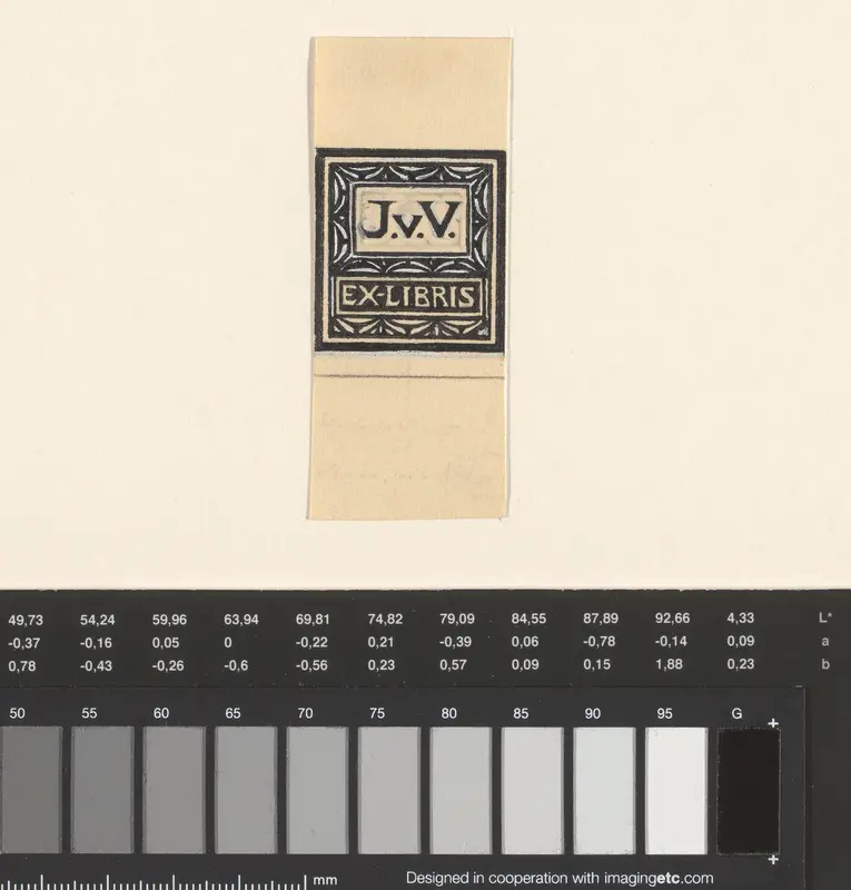 Ontwerp voor een ex libris met de initialen J.v.V. Wall Art by Julie de Graag - High-Resolution Digital Print