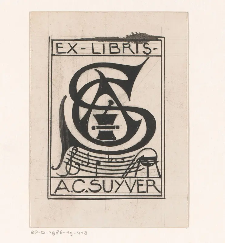 Ontwerp voor een ex libris van A.C. Suyver Wall Art by Reinier Willem Petrus de Vries (1874-1953) - High-Resolution Digital Print