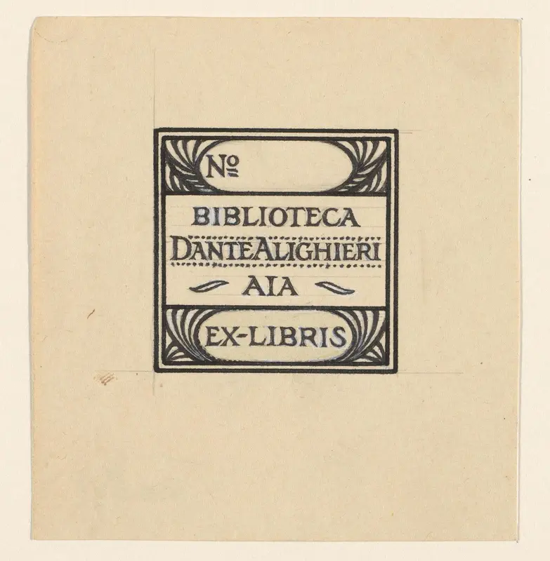 Ontwerp voor een ex libris van Biblioteca Dante Alighieri Wall Art by Julie de Graag - High-Resolution Digital Print