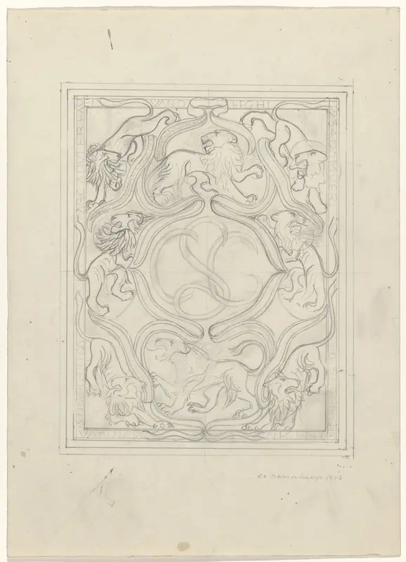 Ontwerp voor een ex libris voor de zoon van de kunstenaar Wall Art by Carel Adolph Lion Cachet - High-Resolution Digital Print