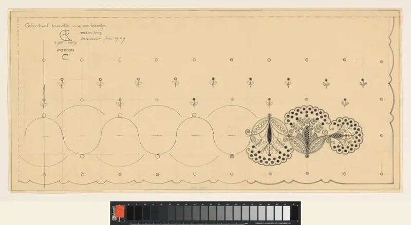 Ontwerp voor een geborduurd boven- en middenstuk voor een laken Wall Art by Georg Rueter - High-Resolution Digital Print