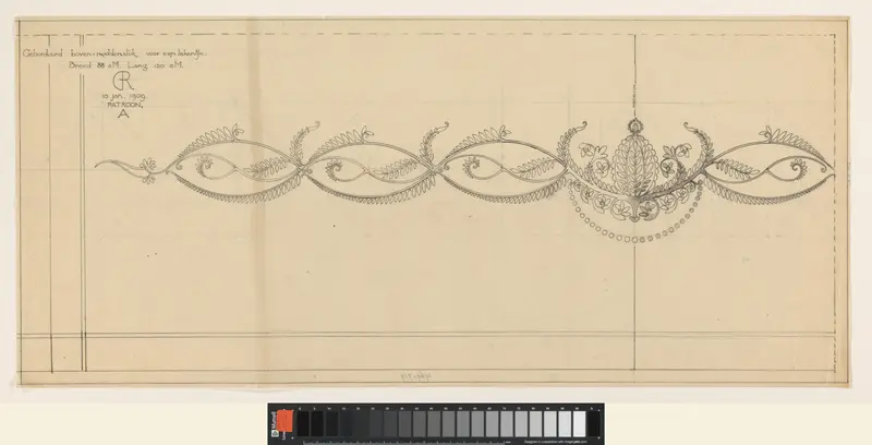 Ontwerp voor een geborduurd bovenstuk voor een laken Wall Art by Gerarda de Rueter-Lang - High-Resolution Digital Print