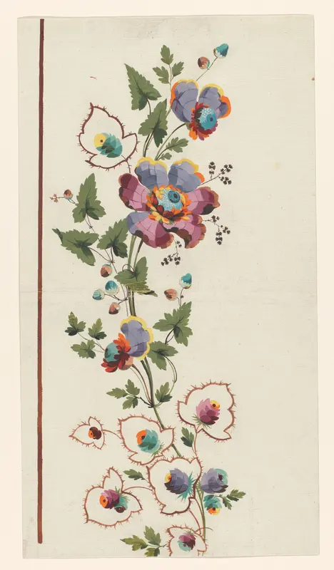 Ontwerp voor een geborduurde rand met bloemen Wall Art by anonymous - High-Resolution Digital Print