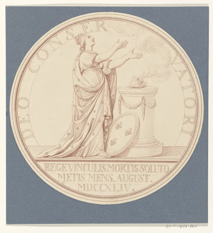 Ontwerp voor een gedenkpenning ter herdenking van het herstel van de Franse koning Wall Art by Edme Bouchardon - High-Resolution Digital Print