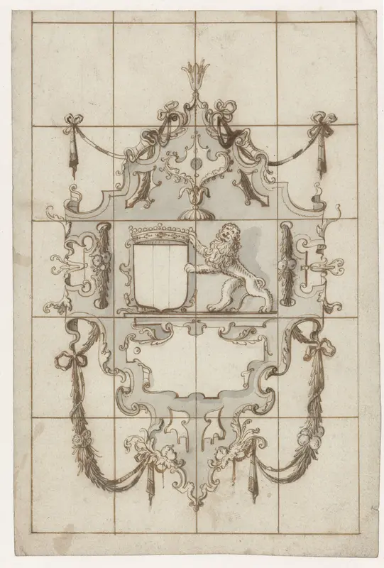 Ontwerp voor een glasraam met een wapenschild en een leeuw Wall Art by Pieter Jansz - High-Resolution Digital Print