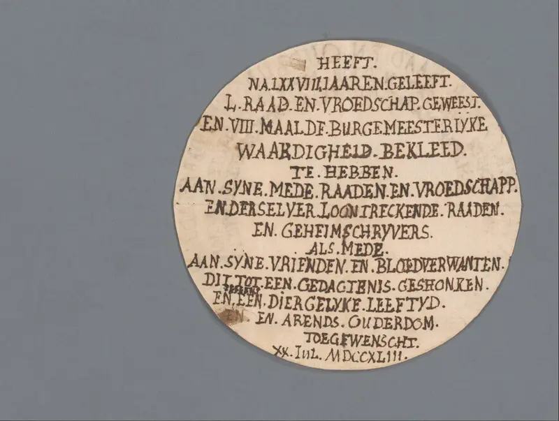 Ontwerp voor een historiepenning voor raad, schepen en oud-burgemeester van Haarlem Pieter van der Camer Wall Art by anonymous - High-Resolution Digital Print