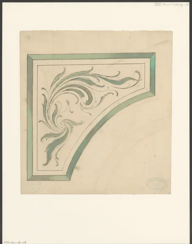 Ontwerp voor een hoekornament voor een plafond of raam Wall Art by Unknown - High-Resolution Digital Print