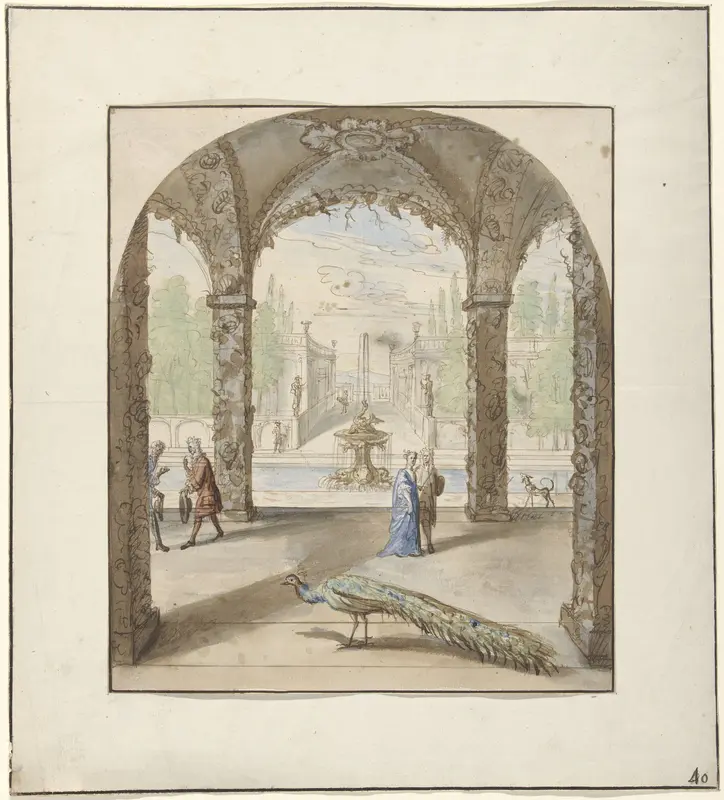 Ontwerp voor een kamerbeschildering met gezicht door een grotto Wall Art by Elias van Nijmegen - High-Resolution Digital Print