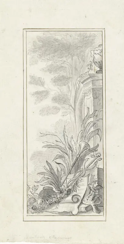 Ontwerp voor een kamerversiering: attributen van Mercurius, voor de middag Wall Art by Abraham Meertens - High-Resolution Digital Print