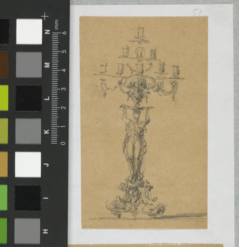 Ontwerp voor een kandelaber met vrouwenfiguur Wall Art by Henri Cameré - High-Resolution Digital Print