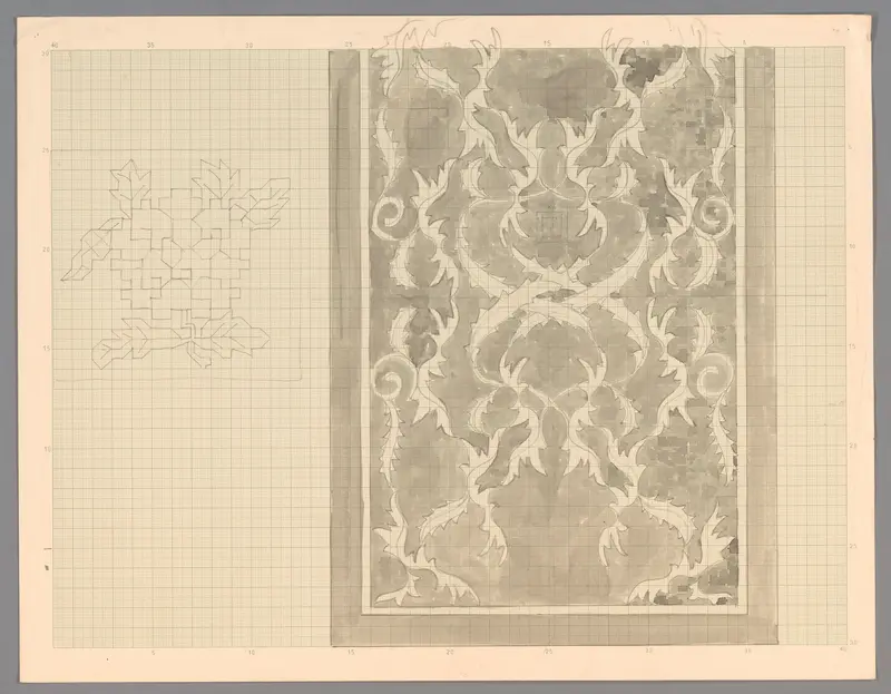 Ontwerp voor een kleed (?) met bladmotief Wall Art by Carel Adolph Lion Cachet - High-Resolution Digital Print
