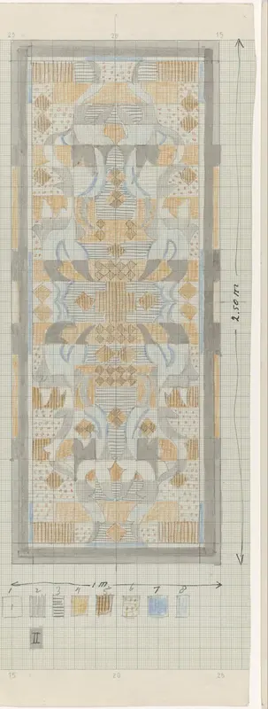 Ontwerp voor een kleed met geometrische motieven Wall Art by Carel Adolph Lion Cachet - High-Resolution Digital Print