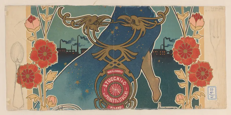 Ontwerp voor een lepel en een vork Wall Art by Luigi Conconi - High-Resolution Digital Print