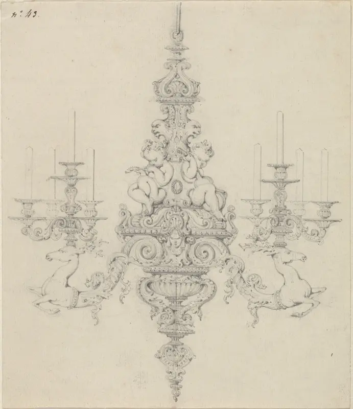 Ontwerp voor een lichtkroon Wall Art by Jean-Jacques Feuchère - High-Resolution Digital Print