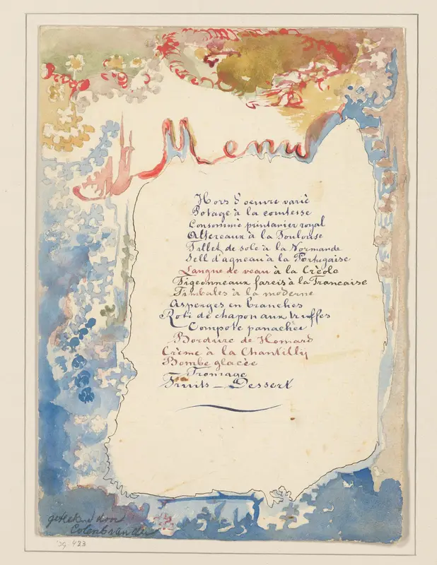 Ontwerp voor een menukaart, met tekst Wall Art by Unknown - High-Resolution Digital Print