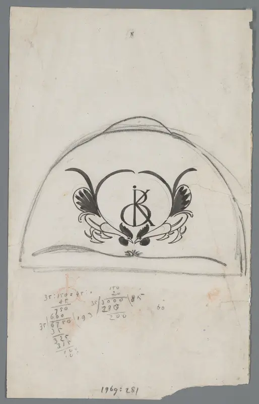 Ontwerp voor een monogram in cartouche Wall Art by Gerrit Willem Dijsselhof - High-Resolution Digital Print