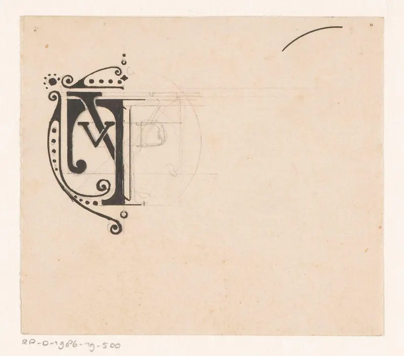 Ontwerp voor een monogram voor de Vakschool voor de Typografie Wall Art by Reinier Willem Petrus de Vries (1874-1953) - High-Resolution Digital Print