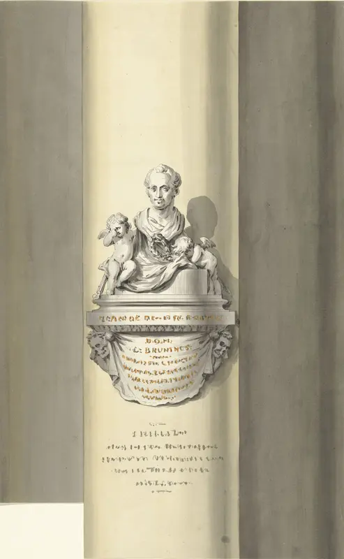 Ontwerp voor een monument voor C. Brunings: een borstbeeld Wall Art by Bartholomeus Ziesenis - High-Resolution Digital Print