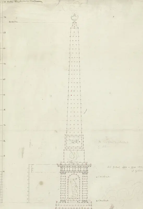 Ontwerp voor een obelisk voor het monument voor het Nationale feest ter viering van de vrede van 17 december 1799 Wall Art by Unknown - High-Resolution Digital Print