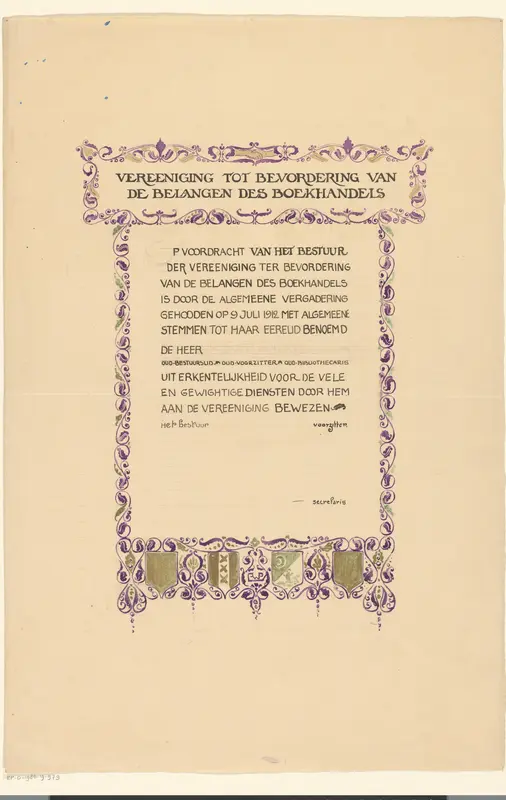 Ontwerp voor een oorkonde van de Vereniging ter Bevordering van de Belangen des Boekhandels Wall Art by Unknown - High-Resolution Digital Print