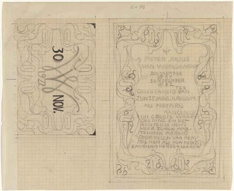 Ontwerp voor een oorkonde voor Pieter Julius van Wijngaarden, 1922 Wall Art by Carel Adolph Lion Cachet - High-Resolution Digital Print