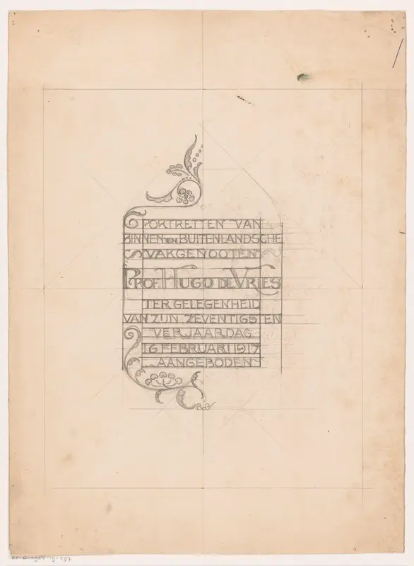 Ontwerp voor een opdrachtblad van een album voor Prof. Hugo de Vries Wall Art by Unknown - High-Resolution Digital Print