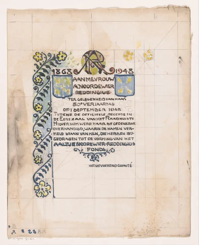 Ontwerp voor een opdrachtblad voor Aaltje Noordewier-Reddingius Wall Art by Reinier Willem Petrus de Vries (1874-1953) - High-Resolution Digital Print
