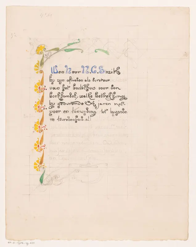 Ontwerp voor een opdrachtblad voor de heer N.C. Smith Wall Art by Reinier Willem Petrus de Vries (1874-1953) - High-Resolution Digital Print