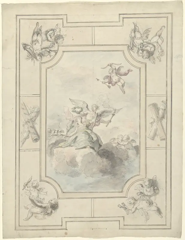 Ontwerp voor een plafondschildering met allegorie op de vrede Wall Art by Dionys van Nijmegen - High-Resolution Digital Print