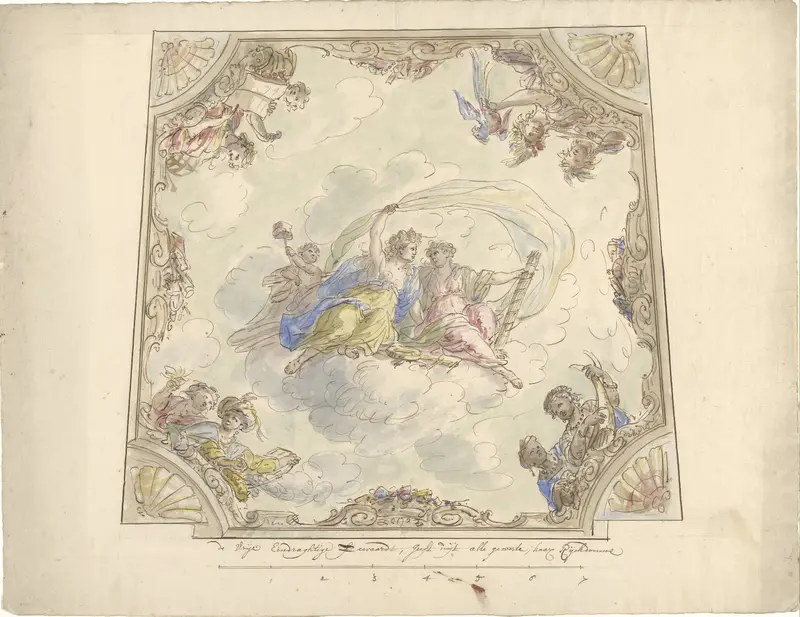 Ontwerp voor een plafondschildering met allegorie op de Zeevaart Wall Art by Elias van Nijmegen - High-Resolution Digital Print