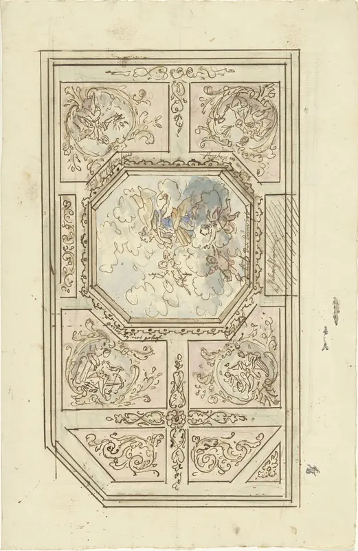 Ontwerp voor een plafondschildering met apotheose van Liefde Wall Art by Elias van Nijmegen - High-Resolution Digital Print