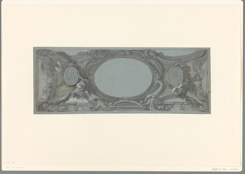 Ontwerp voor een plafondschildering met cartouches en putti Wall Art by Godfried Maes - High-Resolution Digital Print