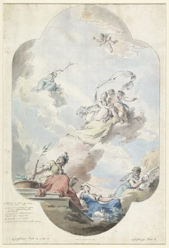 Ontwerp voor een plafondschildering met een allegorie op het huwelijk Wall Art by Unknown - High-Resolution Digital Print
