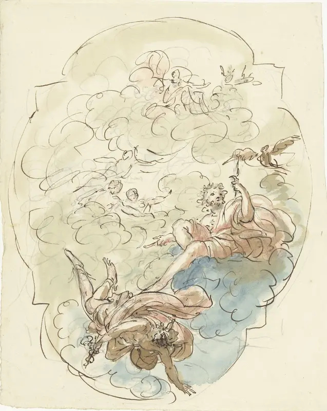 Ontwerp voor een plafondschildering met Jupiter en Mercurius Wall Art by Elias van Nijmegen - High-Resolution Digital Print