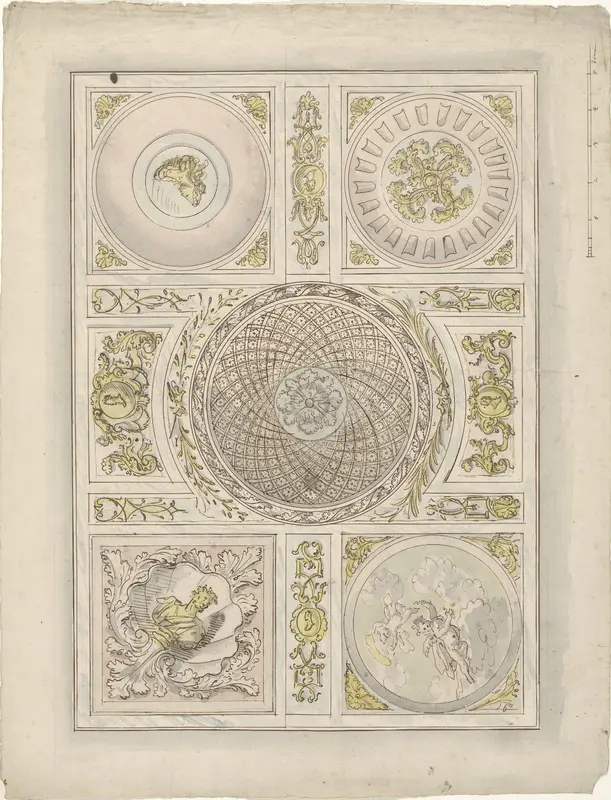 Ontwerp voor een plafondschildering: ornamentale vlakvulling Wall Art by Elias van Nijmegen - High-Resolution Digital Print