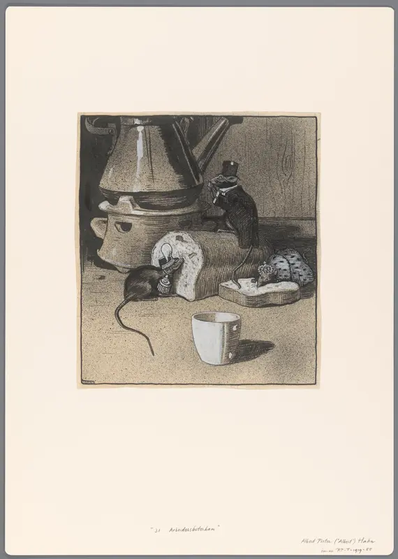 Ontwerp voor een politieke spotprent: De Gulzige knaagdieren. Aan de arbeiders-boterham Wall Art by Unknown - High-Resolution Digital Print