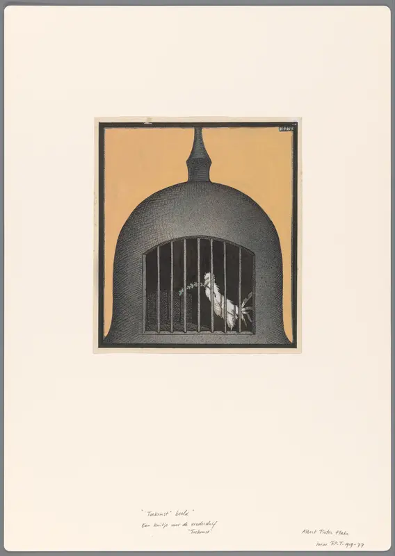 Ontwerp voor een politieke spotprent met een gekooide vredesduif: Toekomst Wall Art by Albert Hahn (I) - High-Resolution Digital Print