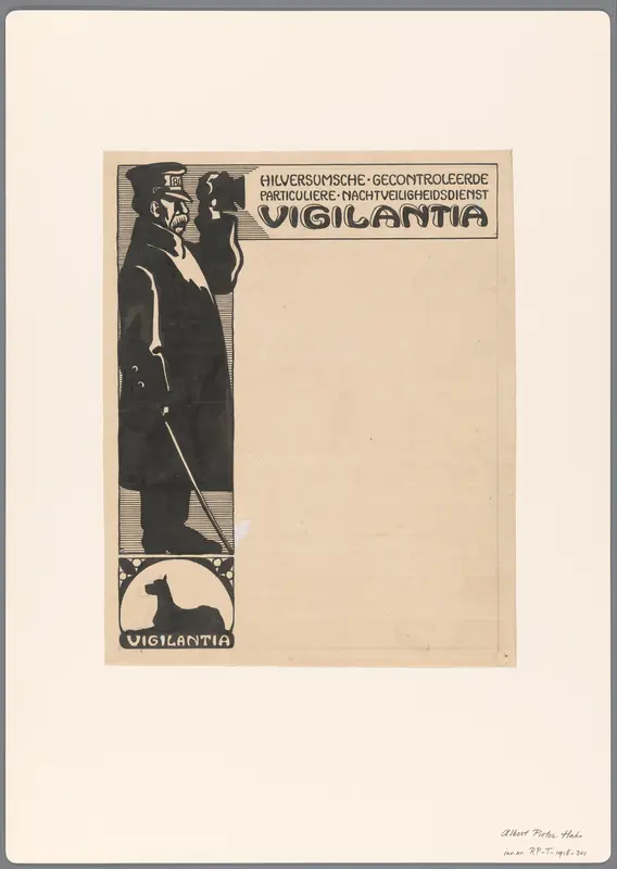 Ontwerp voor een reclame voor Hilversumsche Gecontroleerde Particuliere Nachtveiligheidsdienst Vigilantia Wall Art by Unknown - High-Resolution Digital Print