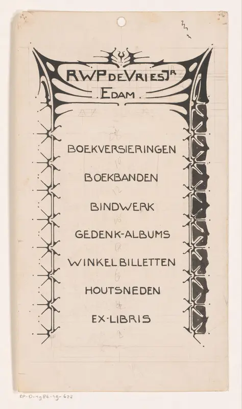 Ontwerp voor een reclame voor R.W.P. de Vries Jr. te Edam Wall Art by Reinier Willem Petrus de Vries (1874-1953) - High-Resolution Digital Print